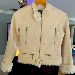 Bebe Waist Edge Sherling/Faux Fur Jacket